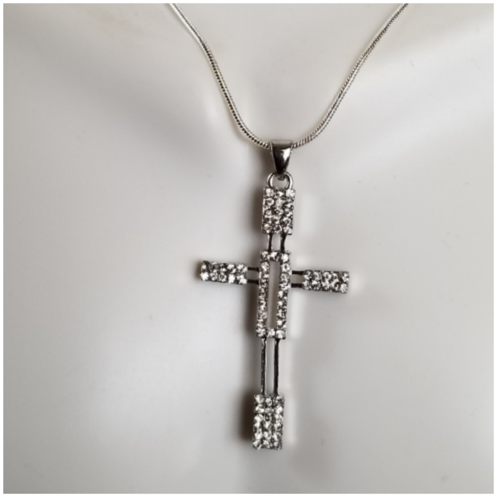 Sterling Silver Swarovski crystal cross pendant